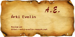 Árki Evelin névjegykártya